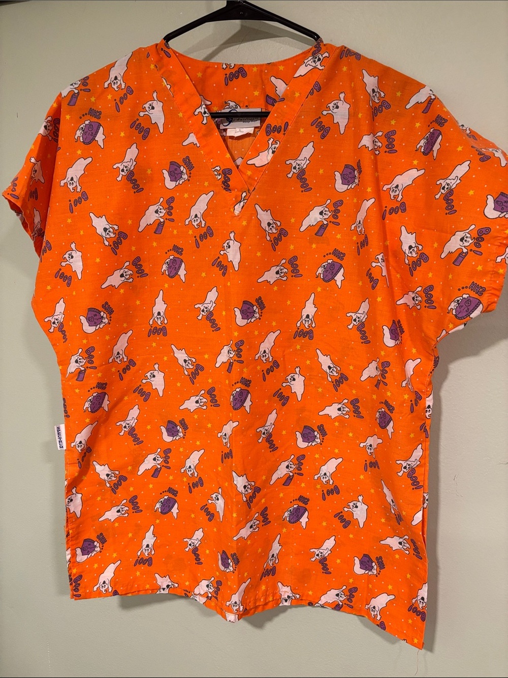 Spectrum Orange Halloween Print Scrub Top